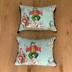 Schumacher Chinoiserie Moderne Pillow in Aqua Blue